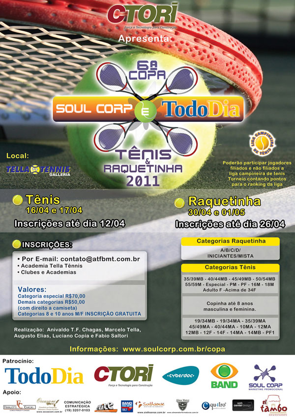 Cartaz Torneio de Tênis Tella Tennis 2011